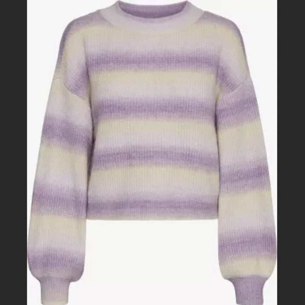 Vero Moda | Purple and White Elektra Stripe Sweater Size Small